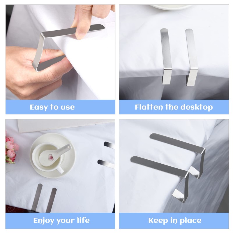 FEPITO 12 Pack Tablecloth Clips Stainless Steel Table Cloth Cover