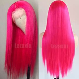 Savanna Hair Wig Hot Pink Lace Frontal Wigs 13X3 Long Straight Glueless Pre Plucked Women Party