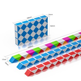 ROXENDA Magic Snake with 60 Blocks, Magic Snake Cube Twist Puzzle - 3D Fidget Puzzle Games Party Bag Children's Birthday Party for Children Adults - 1 Pack (Blue)