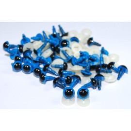 celloexpress Pack of 25 Pairs - Blue Eyes with Plastic Backs - 12mm - Safety Eyes for Soft Toy or Teddy Bear Making