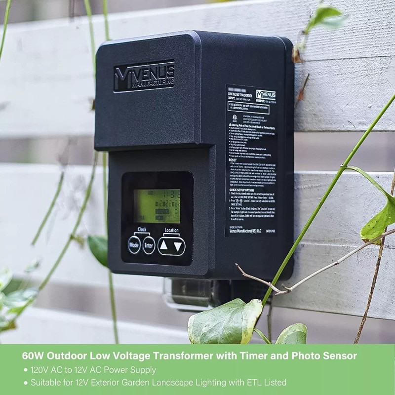 VENUS MANUFACTURING 60W Outdoor Low Voltage Transformer with Timer