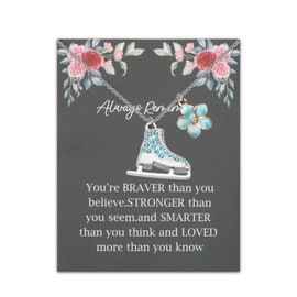 BNQL Figure Skating Necklace Ice Skater Gifts Ice Skating Charm Necklace Figure Skating Gifts for Women Ice Skating Jewelry (skating necklace flower), Large, Stainless Steel, No Gemstone