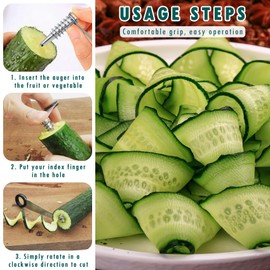 Casbomy 2PCS Stainless Steel Spiral Cutters, Stainless Steel Spirals Cutter for Veggies, Piranha Spirals Cutter, Handheld Potato Spirals Cutters, Portable Spiral Vegetable Cutters for Potatoe,Cucumber