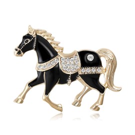 RLHRNDE Horse Brooch Pin Horse for Women Men Rhinestone Chinese Zodiac Horse Pin Year of the Horses Animal 2026 Brooch Good Luck Feng Shui Jewelry Lunar New-Year Accessory Gift (Black)
