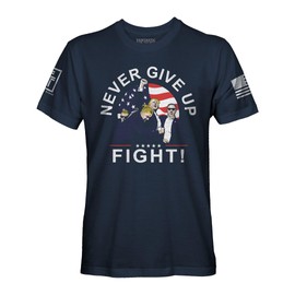 American Patriot Never Give Up, Fight! Men's T-Shirt (Navy T-Shirt, XL)