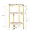 AWQM Marble Side End Table, 3-Tier Sofa Side Table,Small Round