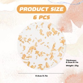 Durdiiy Round Coasters, Set of 6, Transparent Gold Foil, Heat Resistant and Non-Slip Coasters, Multicoloured for Drinks, Bar, Cups, Table Coasters, Drink Coasters for Birthday Gifts