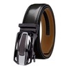 Men's Leather Ratchet Belt, Black and Brown with Metal Plate