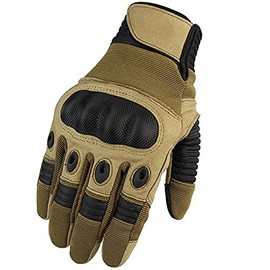 Full Finger Touch Screen Contact Gloves Hard Knuckle Cycling Biking Paintball Airsoft (Kharki, Large)