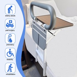 CTANCIFANG Bed Rails for Elderly Adults Safety Use of Reinforced and Thicken Material, Bed Guard Rails for Seniors with Foldable Table, Pouch, Bed Side Rails for Full Size of Bed, Twin, Queen, King