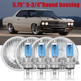 SHENKENUO 4PCS 5.75" 5-3/4 inch LED Headlight H4 Halogen Lamp For Chevy Chevelle 1964-1970