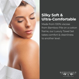 BedVoyage Viscose derived from Bamboo Bath Towels Set of 8pc - Highly Absorbent & Extra Large Shower Towels - 2 Hand Towels, 2 Luxury Bath Towels and 4 Wash Cloths - Hotel Towels for Bathroom - Indigo