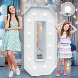 4FT Marquee Light Up Numbers - Cool White Light Up Numbers 0 with Fixed Water Bag, Party Decoration Large Marquee Light Up Numbers can Be Used for Wedding Decoration, Birthday Party Decoration