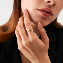 Adramata 14K Gold Filled Open Twist Rings for Women Girls Stacking Stackable Thin Gold Ring Pinky Thumb Midi Eternity Band Ring Comfort Fit Size 5 to 10