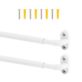 TYRON 2 Pack Screwed Sash Curtain Rod Adjustable 30-40 Inch, 3/8 In. Diameter, French Door Curtain Rods (White)