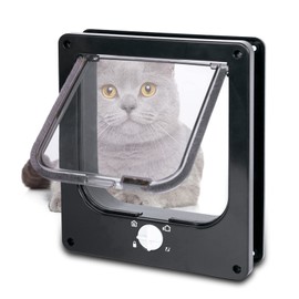 Upgraded Version - Cat Doors Flap (for Cat up to 29.5lb), Magnetic Pet Door with 4 Way Locking for Interior Exterior Doors, Weatherproof Gate, Easy Installation