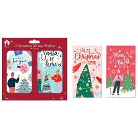 Tallon Festive Wonderland XCA0230 Christmas Money Wallets Xmas for Cash Gifts & Envelopes, Contemp - Pack of 4