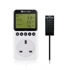 KETOTEK Digital Humidity Controller Plug Socket with Sensor Probe, Humidistat Plug 220V for Reptile Greenhouse Mushroom, Humidity Switch Plug