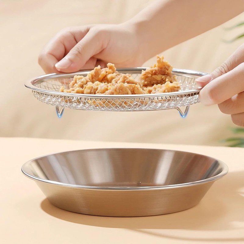 JANKOW Air Fryer Rack Round Stainless Steel Basket, Oil Strainer