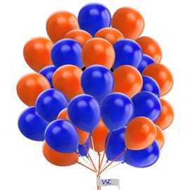 Plain Round Balloons - 10 Inch Blue & Orange Latex Balloons for Birthday, Baby Shower, Engagement & Wedding Parties - Pack of 25