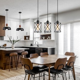 SINMILA 3-Lights Industrial Pendant Light with Glass Shade Matte Black Pendant Lighting Adjustable Industrial Retro Style Hanging Light Fixture for Kitchen, Farmhouse