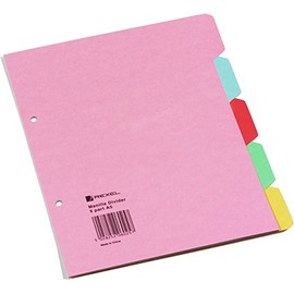 Rexel Manilla A4 Dividers 5 Part - Assorted Colours