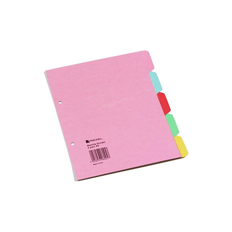 Rexel Manilla A4 Dividers 5 Part - Assorted Colours