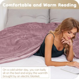 LaffyLo Electric Heated Blanket Full Size 72×84, Breathable & Luxurious Flannel, 4 Heating Levels & 10 H Auto Shut Off, Purple