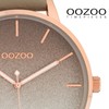 Oozoo Large Women's Watch with Leather Strap and 5-Minute Line