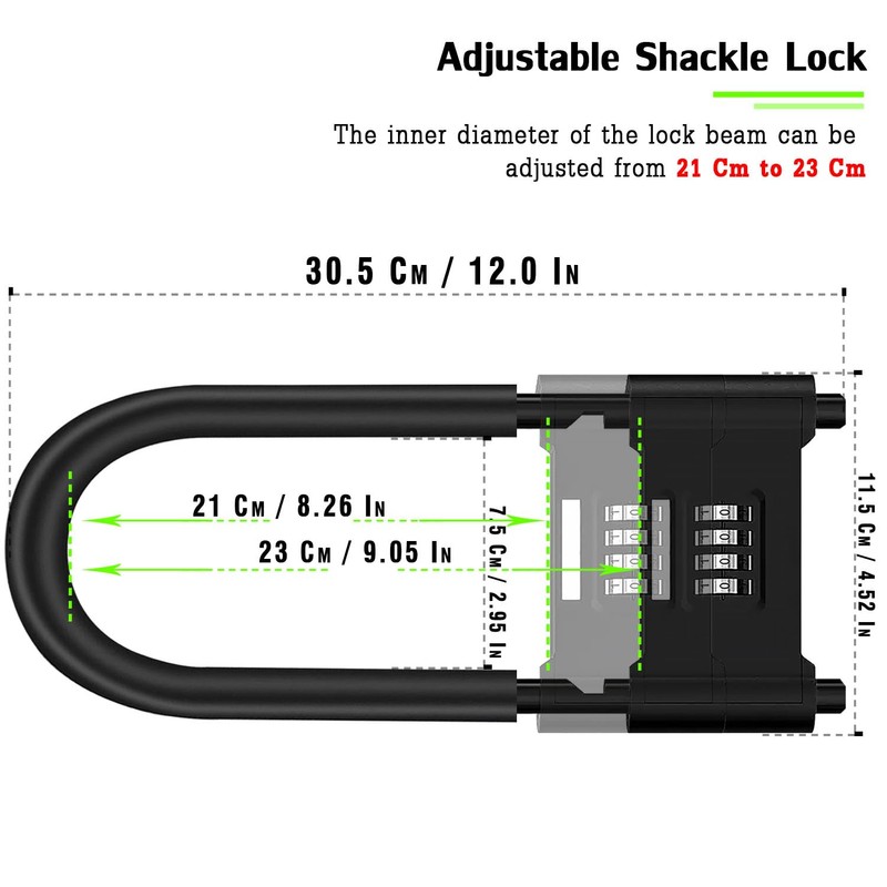 4 Digit Combination Padlock,Heavy Duty Anti Theft U-Shape Security Code