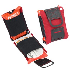 Lightning X LXPBW Wallet Trauma Kit – Slim EDC Pocket First Aid for Bleeding Control - RED Fully Stocked Kit