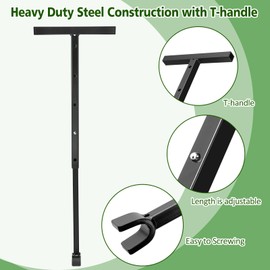 Eapele Water Meter Key 29 Inch Water Shut Off Tool Adjustable Length Enforced Steel T-Handle With 4-way Multi-Functional Universal Cross Key