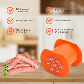 Cevapcici Press, Cevapcici Maker, 7 Holes Hot Dog Maker, Manual for Homemade Sausages, Meatballs Shaper