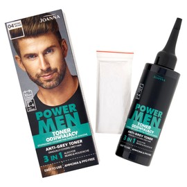 Power Men Toner Natural Brown - Hair Toner for Men - Grey Hair Conceals in 10 Minutes - Beard & Head Hair - Without Roots - 80 g