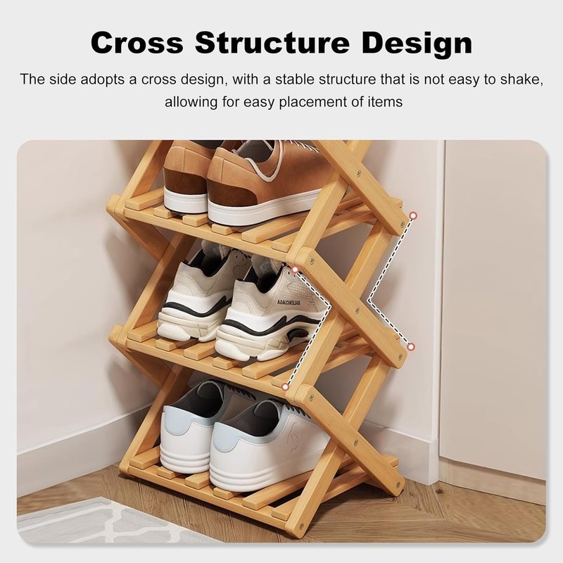 YYW Bamboo Shoe Rack for Entryway, Free Standing Shoe Racks