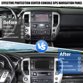 Center Console Panel Trim Cover Compatible with Nissan Titan 2016-2019, ABS Central Control GPS Navigation Panel Frame Molding Sticker Trim Accessories, 1PCS (Carbon Fiber Pattern Black)