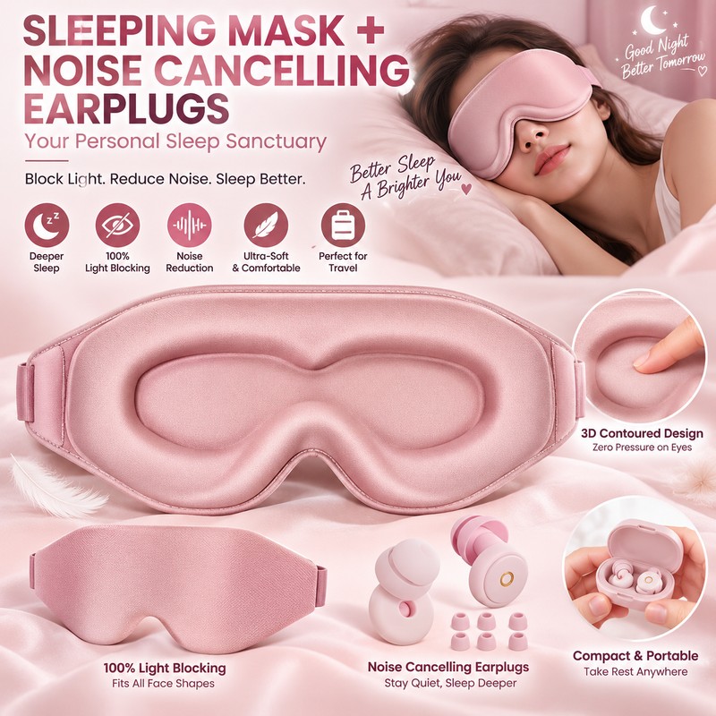 3D Sleep Eye Mask for Light Blocking – Contoured Eye
