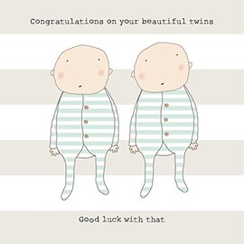 Rosie Made A Thing Greeting Card: Congratulations Twins - NEW IN CELLO (GF141)