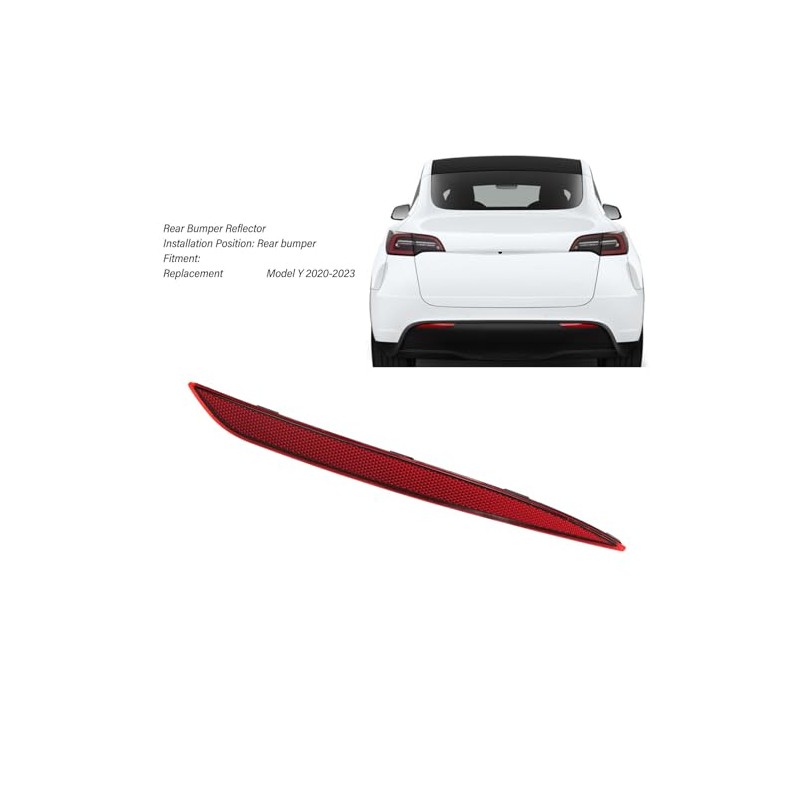Rear Bumper Reflector for 2020 to 2023, Red Lens Car