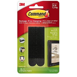 Command Large Picture Hanging Strips, 4 pairs (Black)