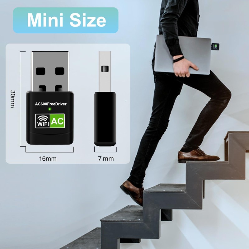 Aigital WiFi Stick, WLAN Adapter 600Mbps (2.4G/600Mbps) Wireless USB Adapter