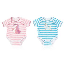 Pack of 2 Doll Pyjamas, Cute Doll Jumpsuit, Rainbow Horse Doll Costume, Striped Doll Pyjamas, 43 cm Doll Jumpsuit, Newborn Doll Costume (Red, Blue)