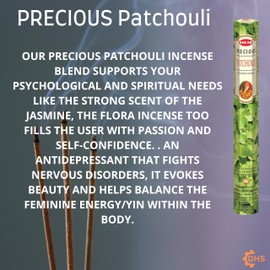 HEM Incense sticks PRECIOUS Patchouli Full box of 6 with DHS incense stick holder for Yoga, Meditation, Healing, Spirituality, Aromatherapy, Incense Spa and Relaxation…