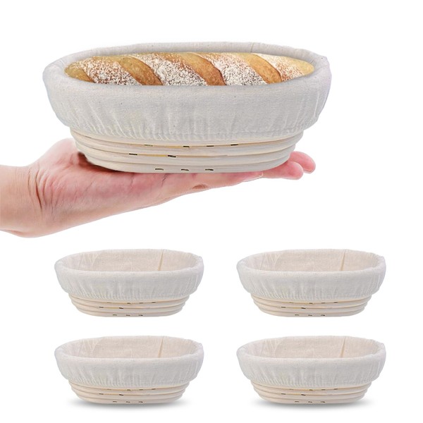 MJYP.in 6.9 Inch Banneton Bread Proofing Basket Set of 4,