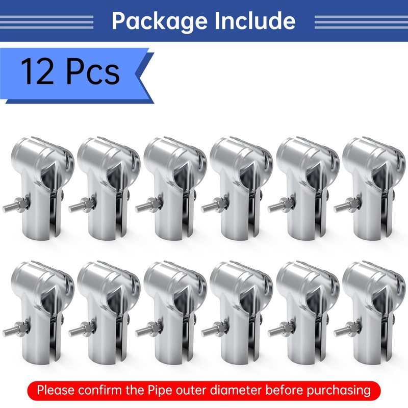 12 Pcs End Rail Clamps - 1-5/8" T Pipe Clamp