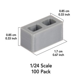 1/24 Scale Miniature Cinder Blocks – 100 Pack - Realistic Dollhouse & Diorama Building Material – Lightweight, Easy to Glue – Ideal for Model Builders & Architectural Projects