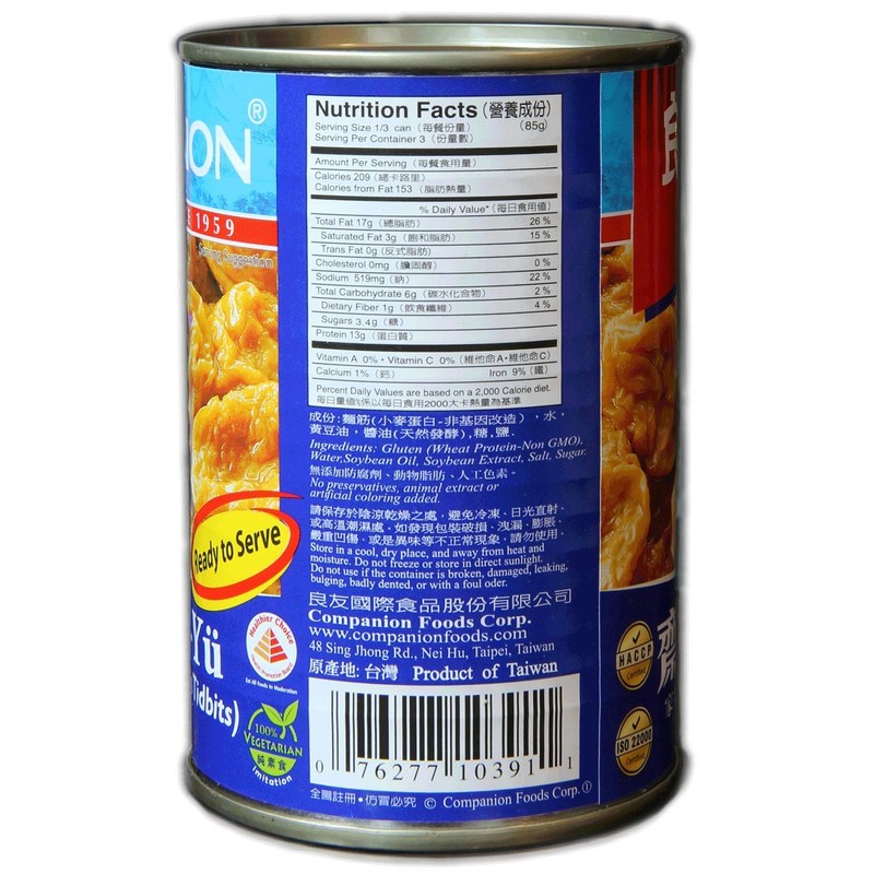 Companion - Braised Gluten Seitan Tidbits, 10 oz. Can (Pack