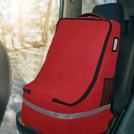 LARIPOP Car Seat Travel Bag for Airplane,Infant Seat Travel Bag with Shoulder Strap,Padded Car Seats Backpack with Reflective Stripes,Large Carseat Carrier Bag Travel Car Seat Cover, Red