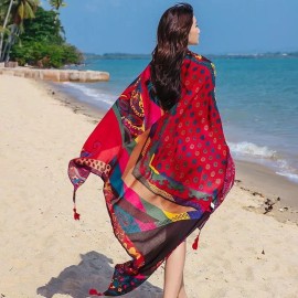 Feather Paradise Vacation Shawl Scarf Colorful Tibet Style Wrap
