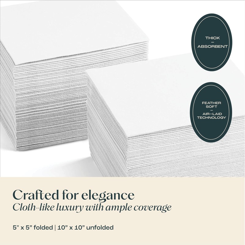 200 Linen-Feel Beverage Napkins - Disposable Cocktail Napkins, Made In